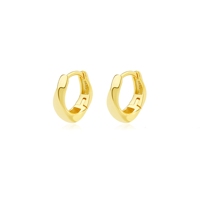 925 Sterling Silver Twisted Polished Huggie Earrings
