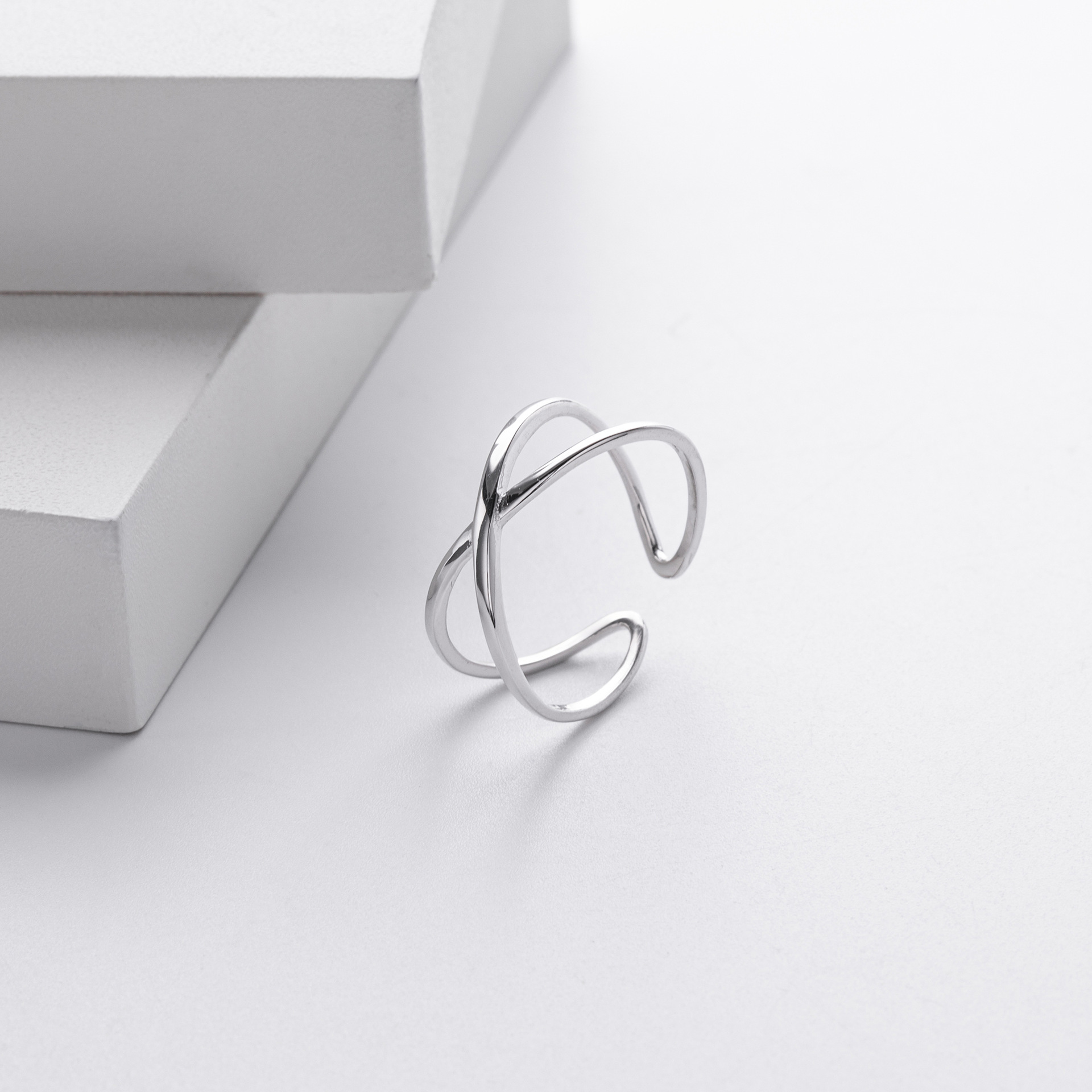 European and American personality s925 silver double ring ring