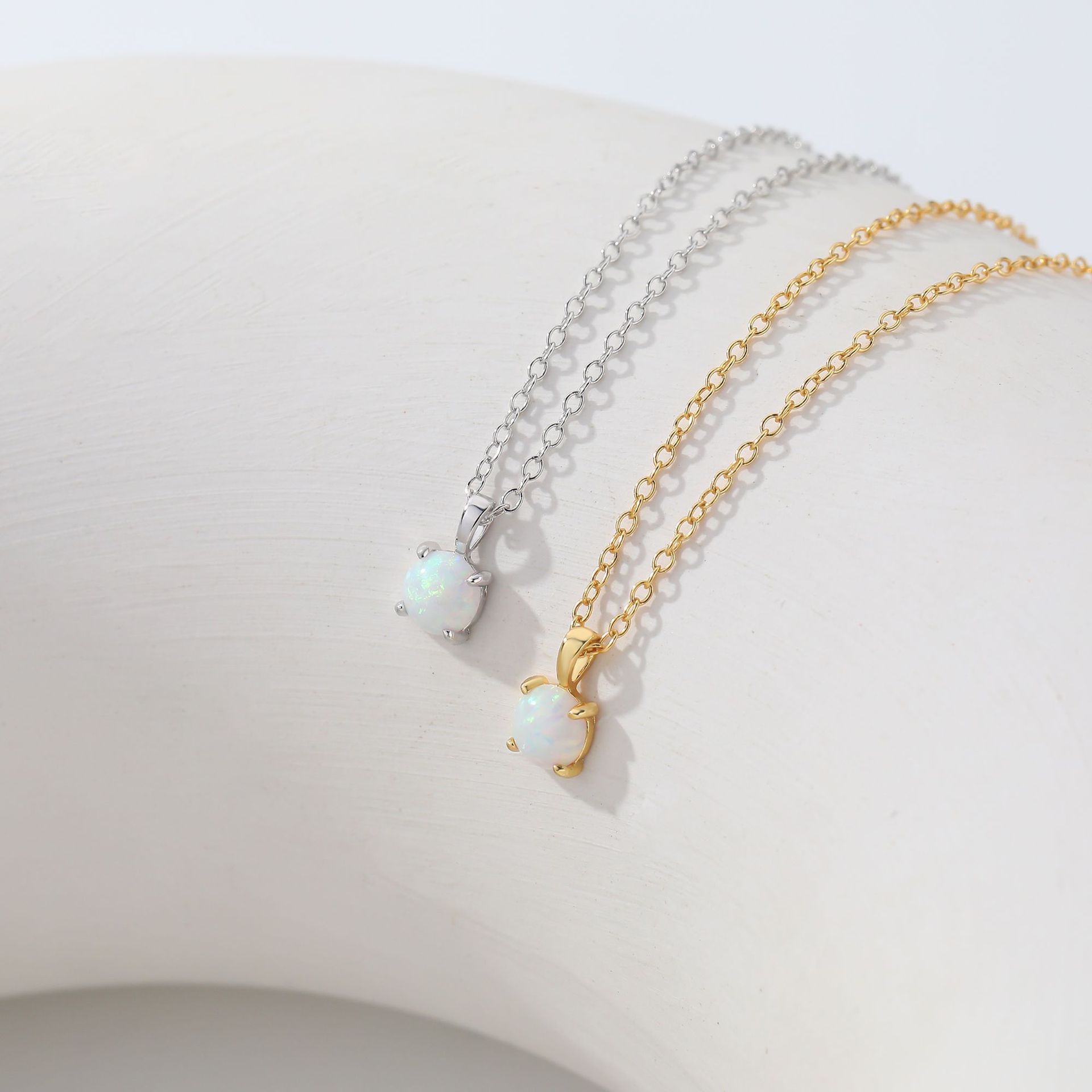 925 Sterling Silver Opal Necklace