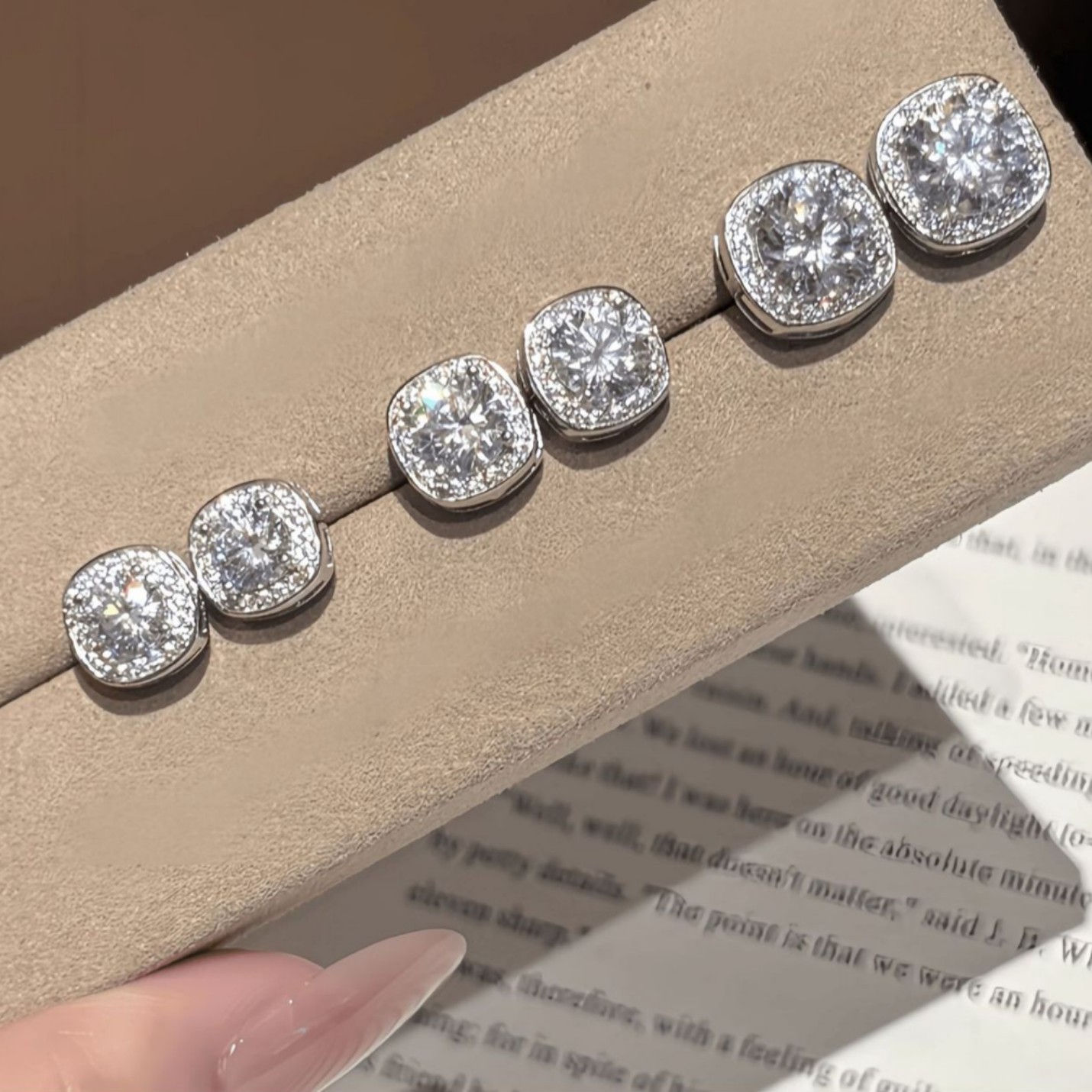 S925 Sterling Silver Square-Cut Moissanite Stud Earrings