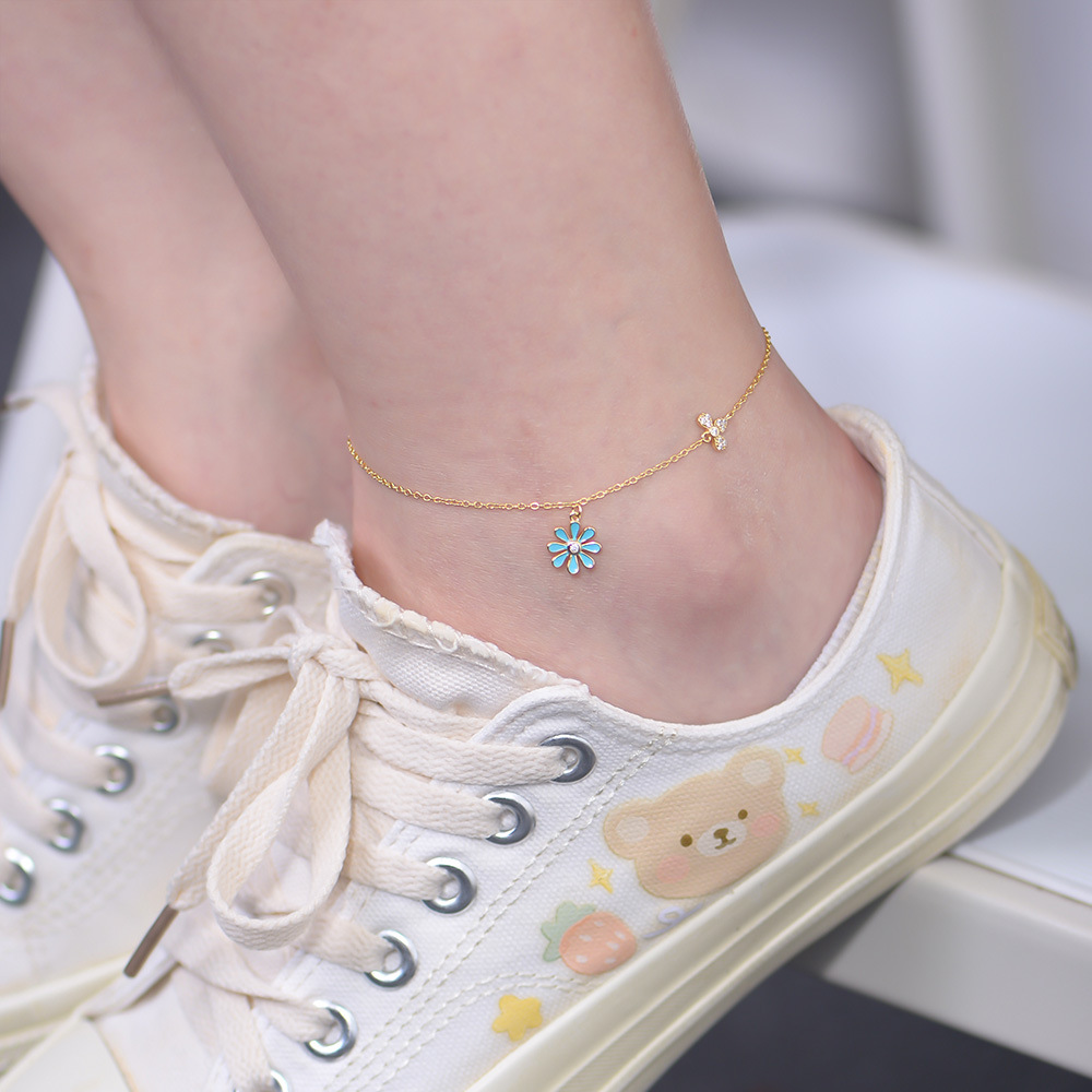 S925 Sterling Silver Little Daisy Anklet