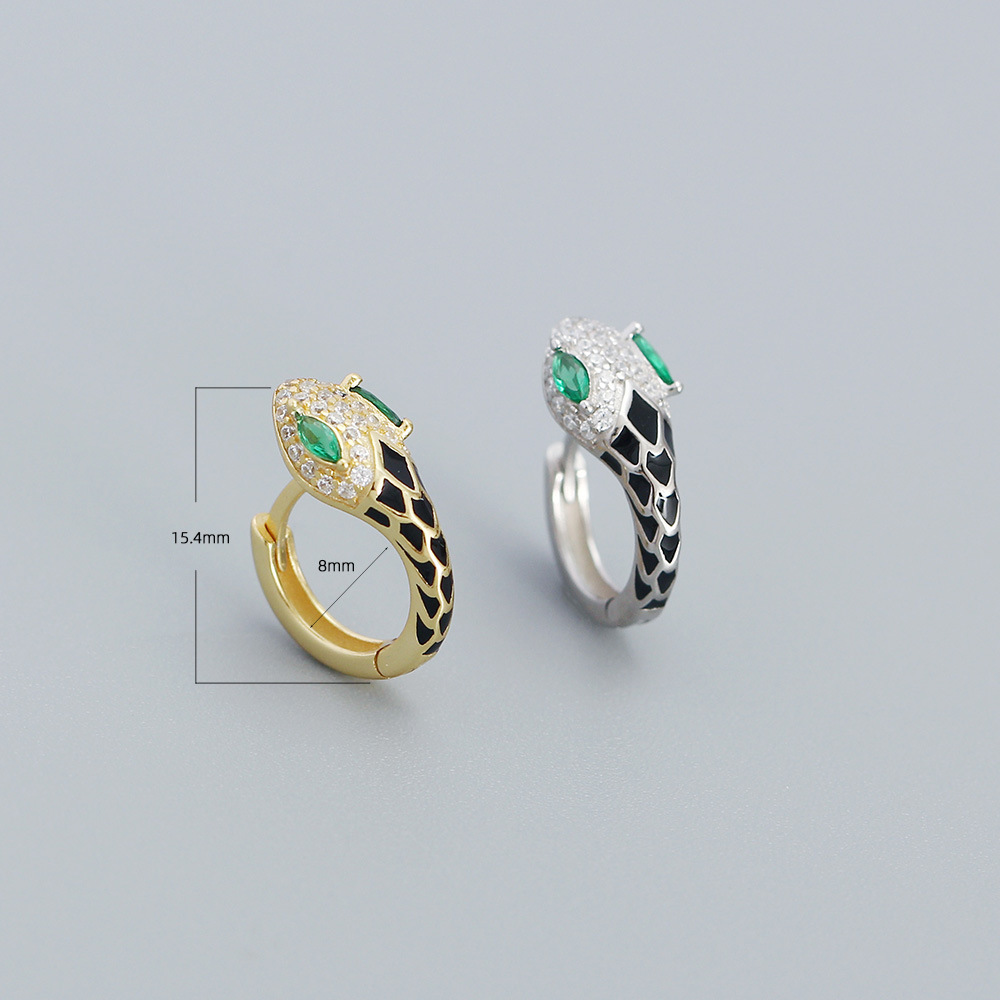 S925 Sterling Silver Halloween Snake-Shaped U-Hoop Earrings