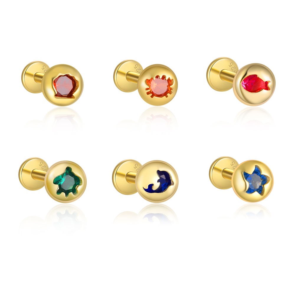 S925 Sterling Silver Round Zircon Stud Earrings