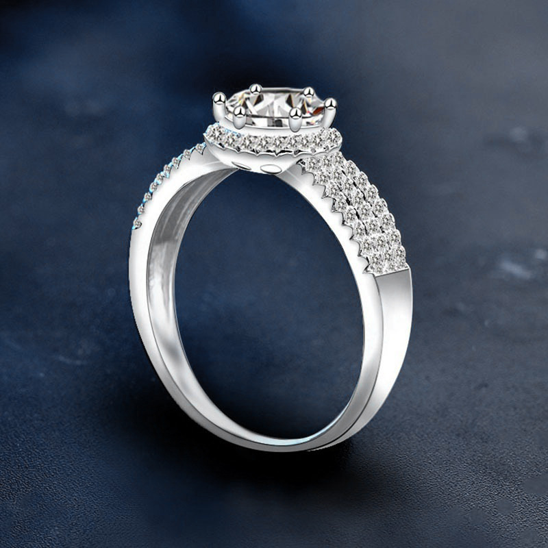 S925 Sterling Silver round Bag Moissanite Ring