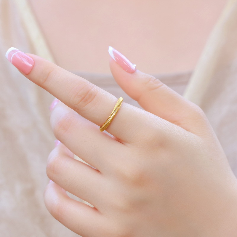 S925 Sterling Silver Gold Plated Twist Zircon Ring
