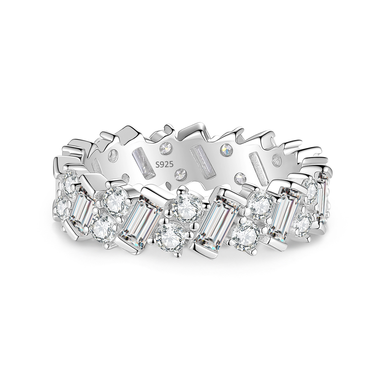 S925 Sterling Silver Rectangular Moissanite Ring