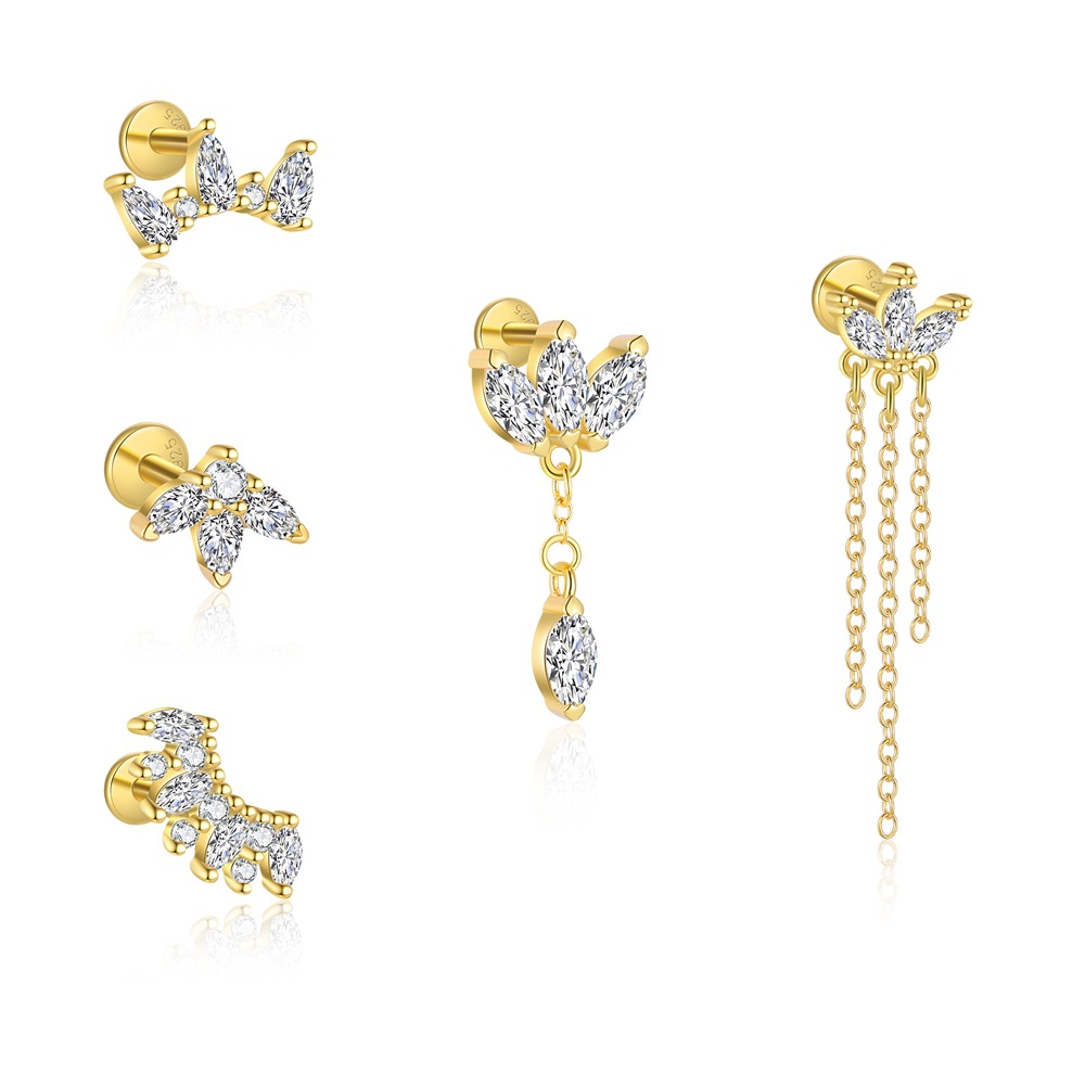 S925 Sterling Silver Zircon Stud Earrings