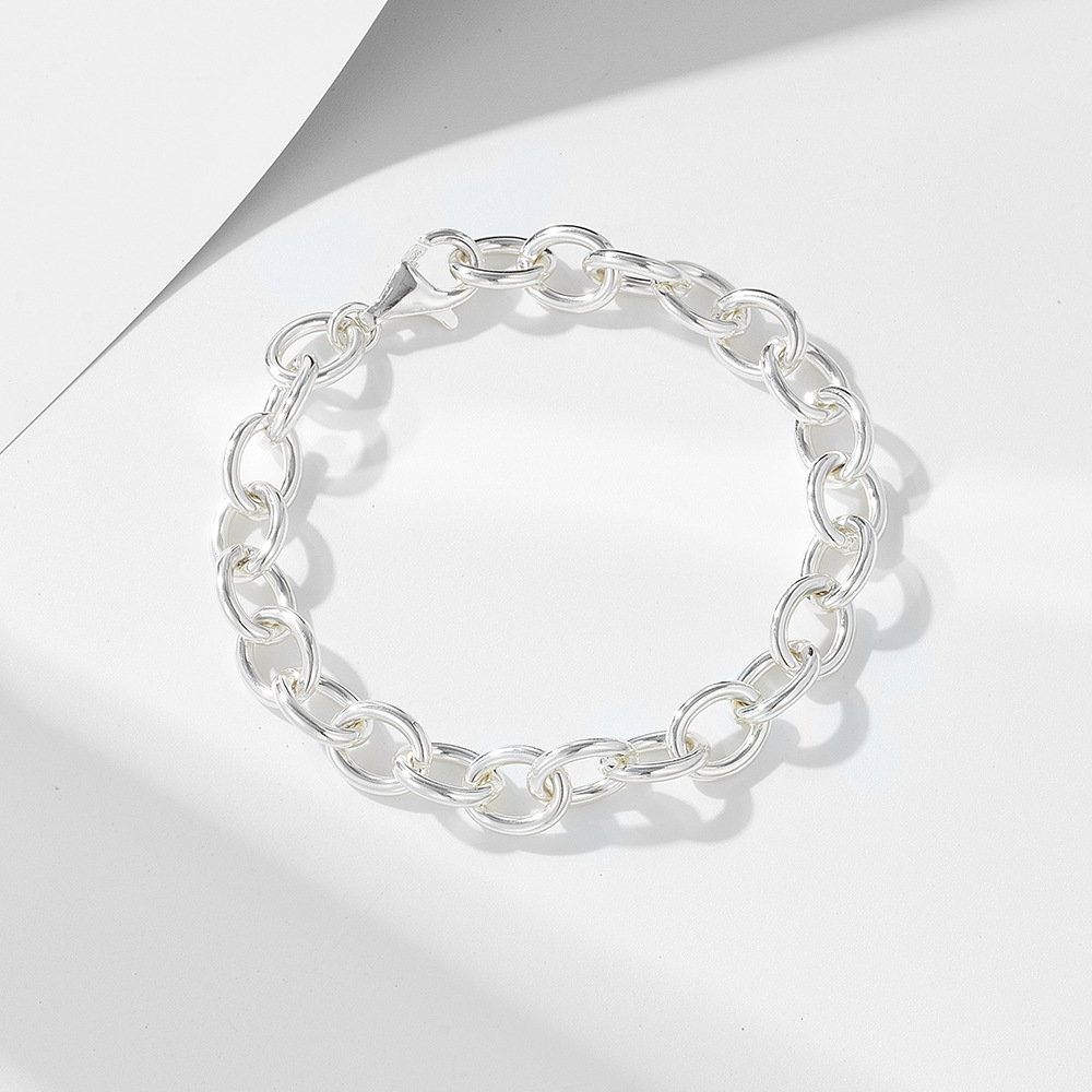 S925 Sterling Silver Heavy Industry Circle Bracelet
