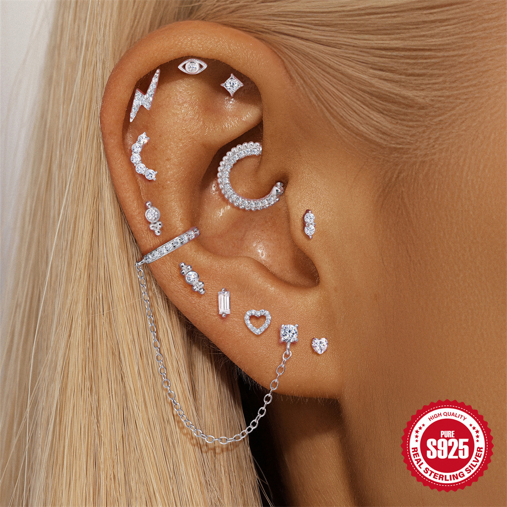 S925 Sterling Silver Moissanite Ear Stud(Single unit)