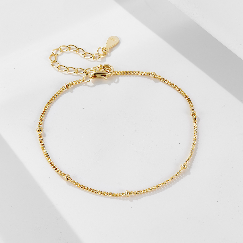 S925 Sterling Silver Bean Chain Small Ball Bracelet