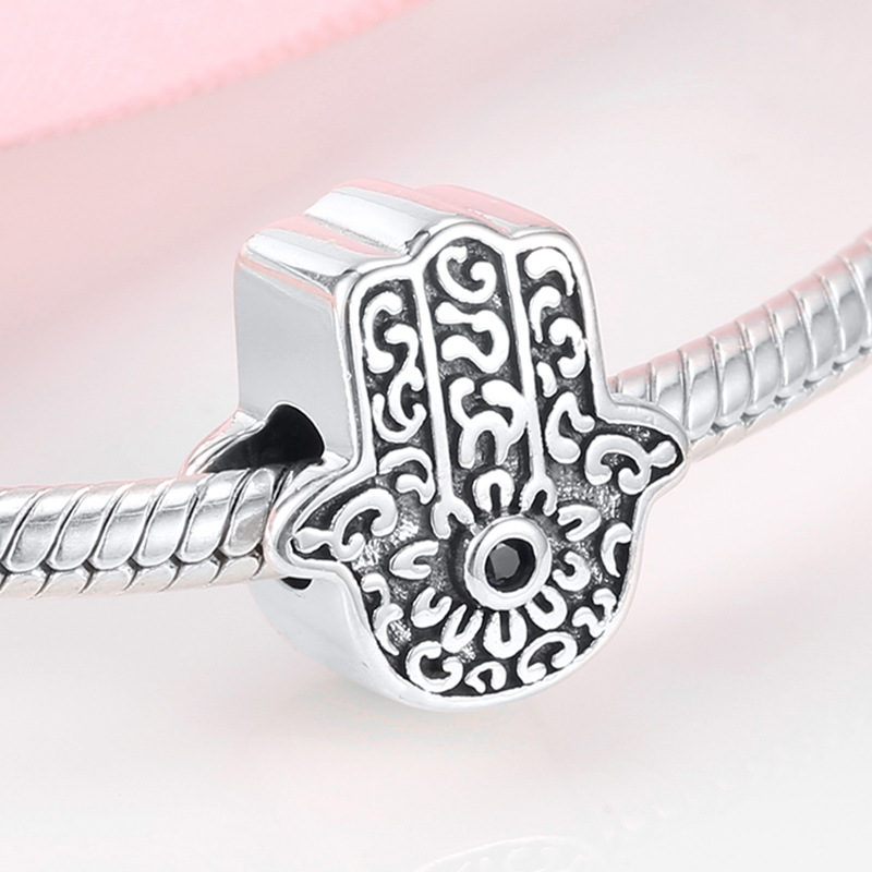 S925 Sterling Silver Fatima Vintage Prime Silver Bracelet Beads Pendant