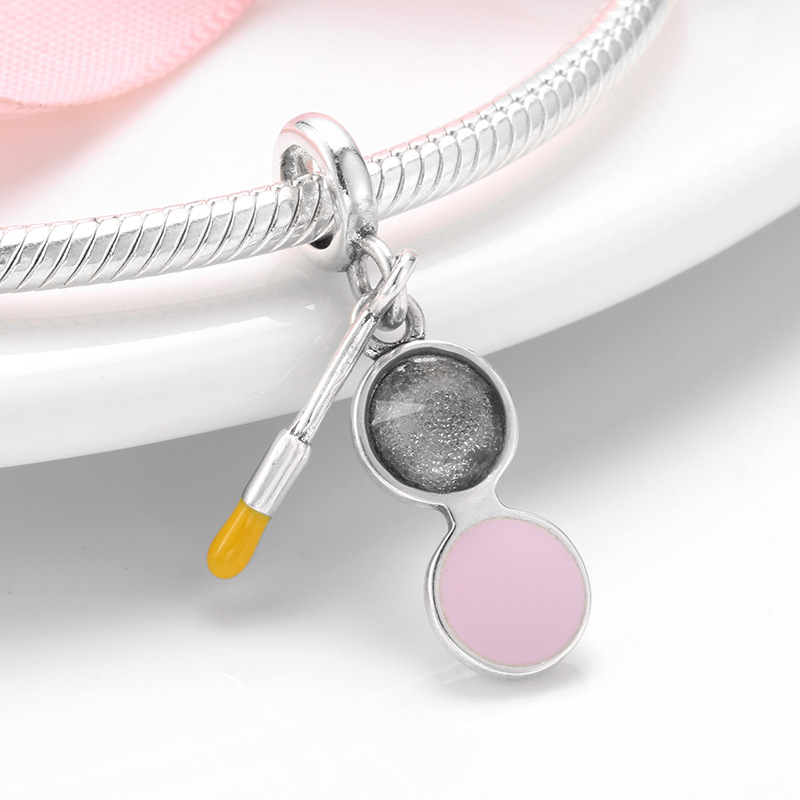 S925 Sterling Silver Cosmetics Powder Inlaid Zircon Pendant