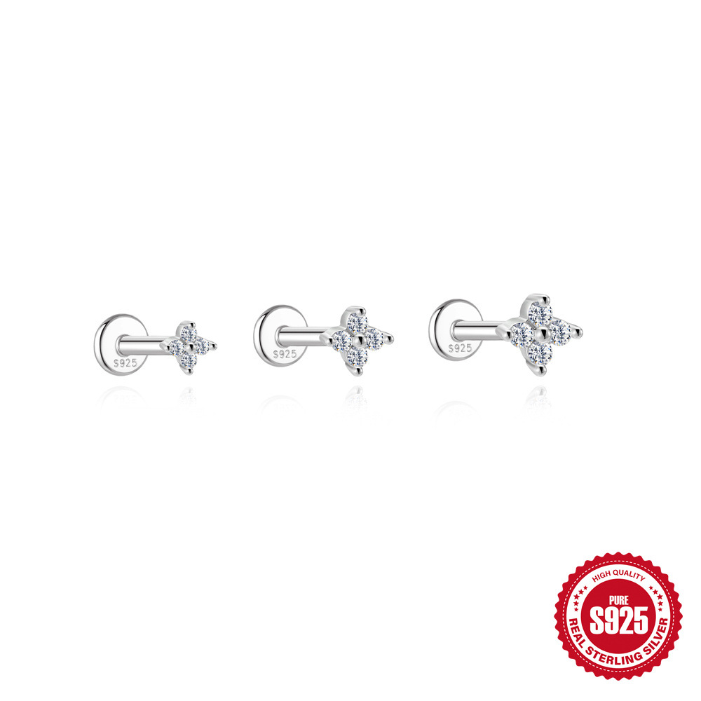 S925 Silver Floral Moissanite Stud Earring Set