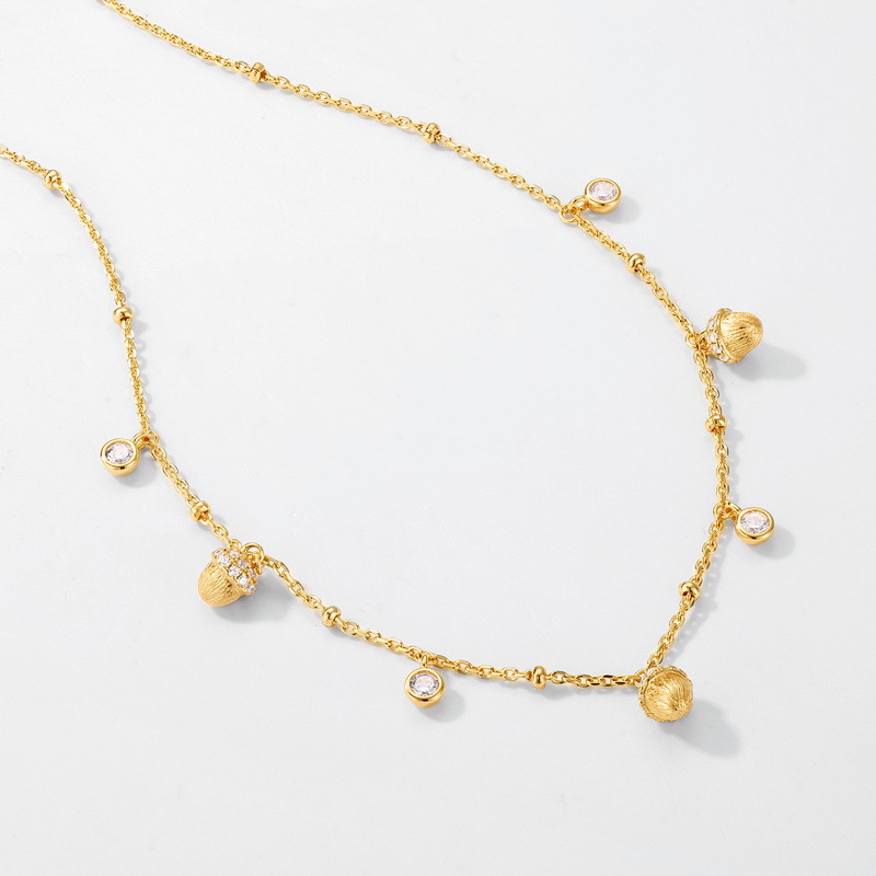 S925 Sterling Silver Tassel Hazelnut Zircon Inlaid Necklace