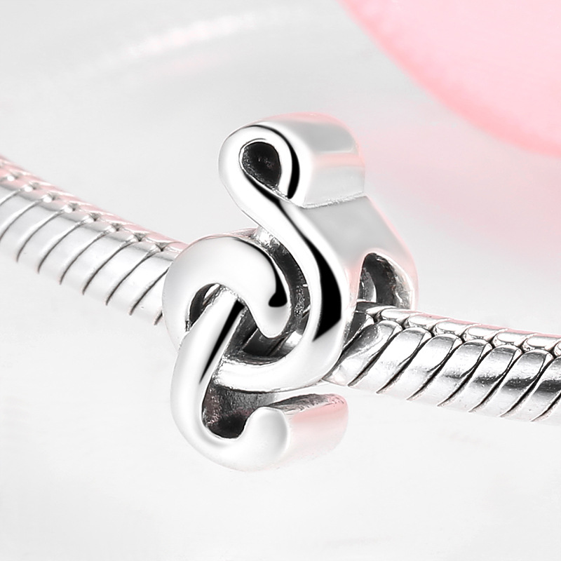 S925 Sterling Silver Music Symbol Beaded Pendant