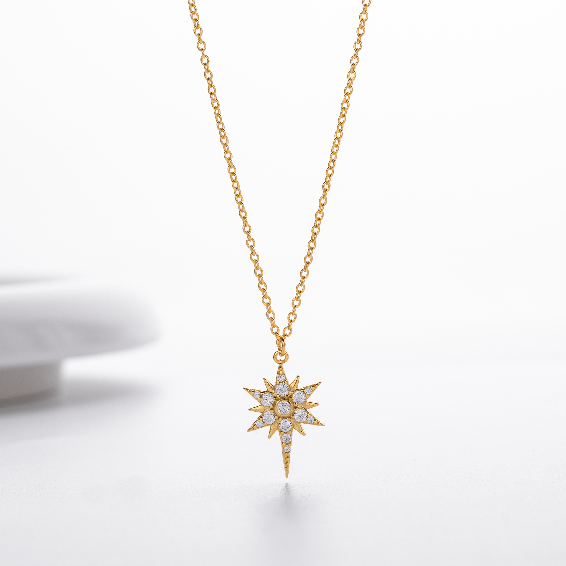 S925 Sterling Silver Zircon Star Necklace