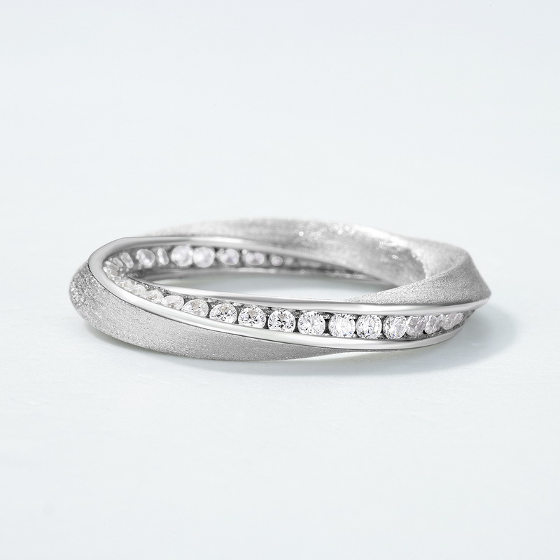 S925 Sterling Silver Twist Zircon Inlaid Ring
