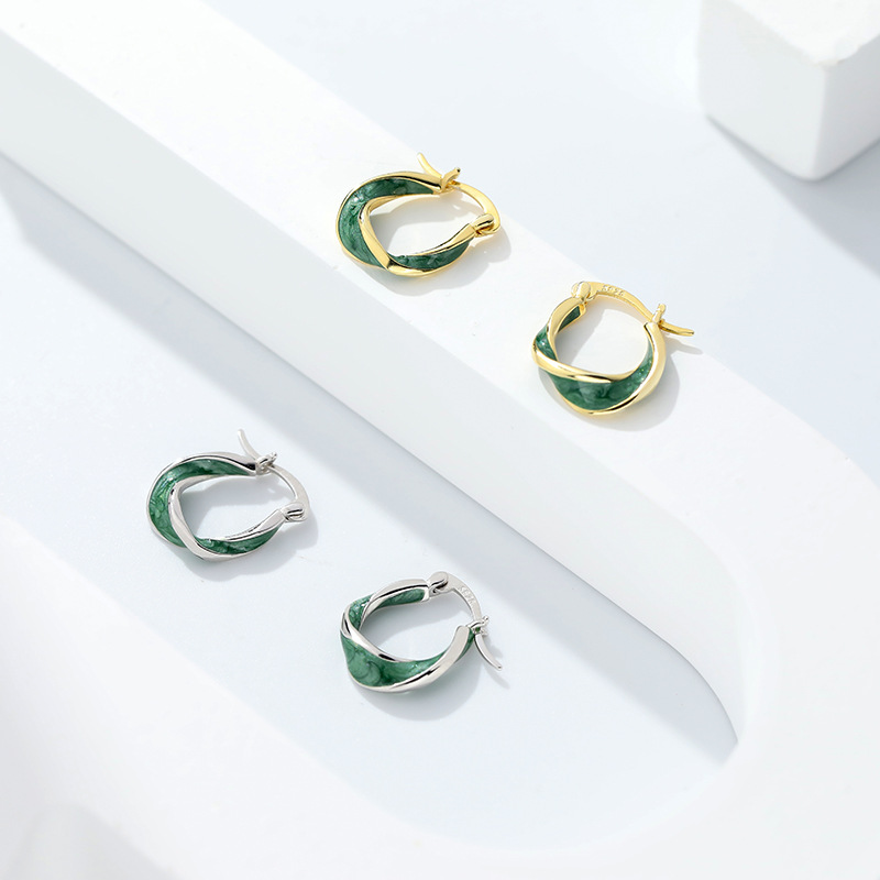 925 Sterling Silver Irregular Enamel-Drip Earrings