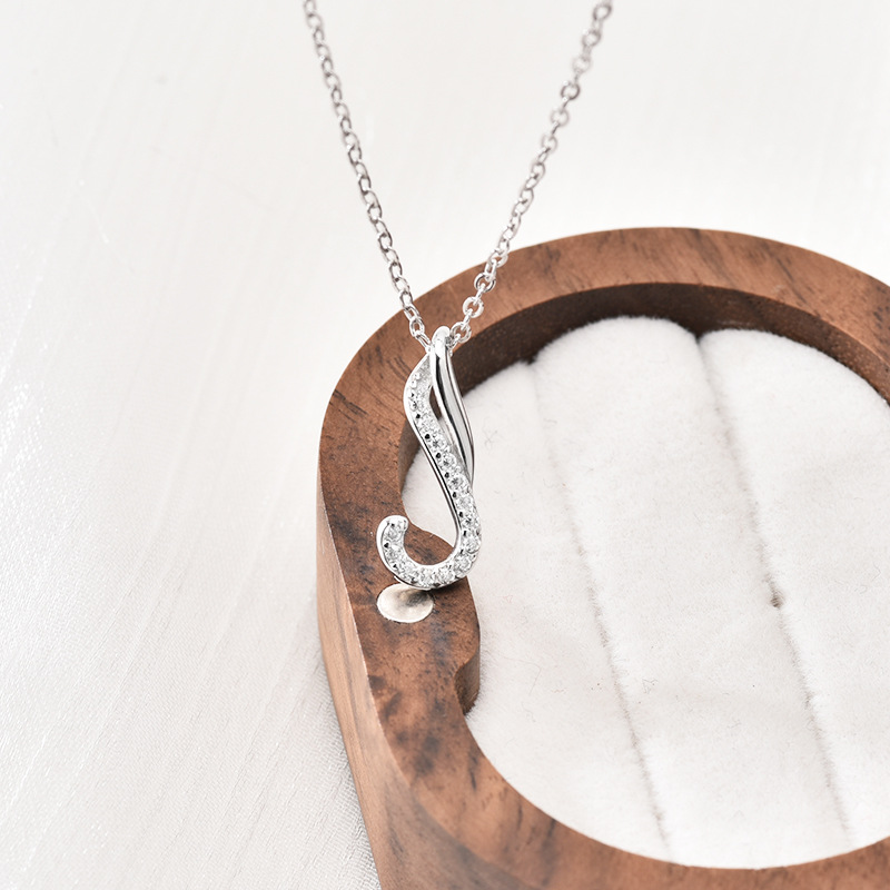 S925 Sterling Silver Moissanite Hook Pendant Necklace