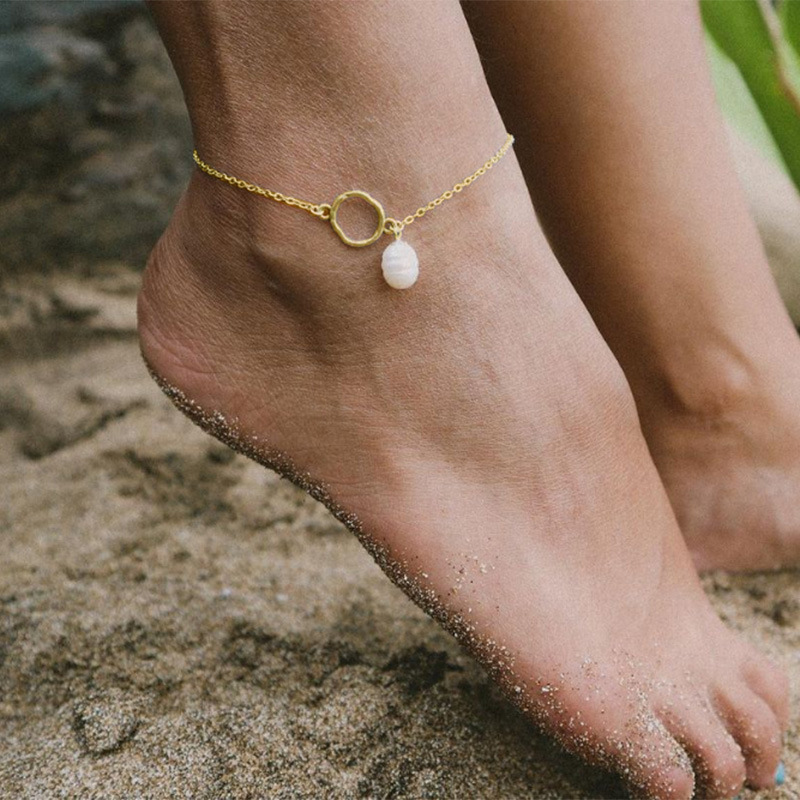 S925 Sterling Silver Natural Pearl Anklet