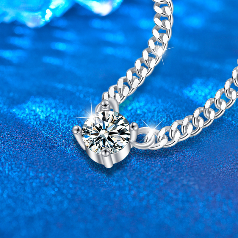 S925 Sterling Silver Moissanite Cuban Link Chain Necklace