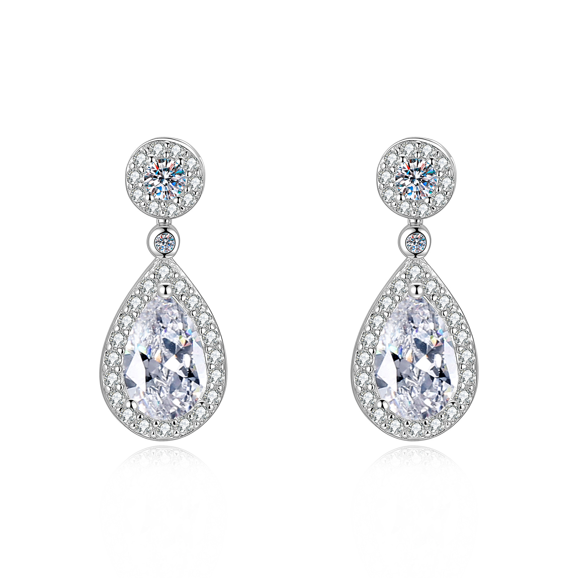 S925 Sterling Silver Teardrop Moissanite Stud Earrings