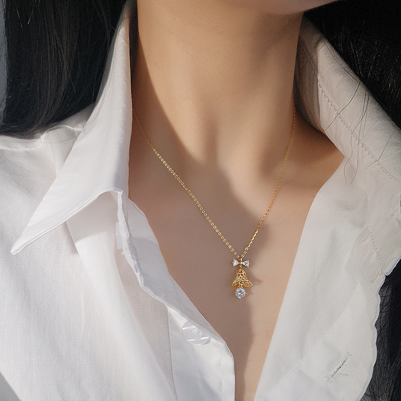 S925 Sterling Silver Christmas Bell Necklace