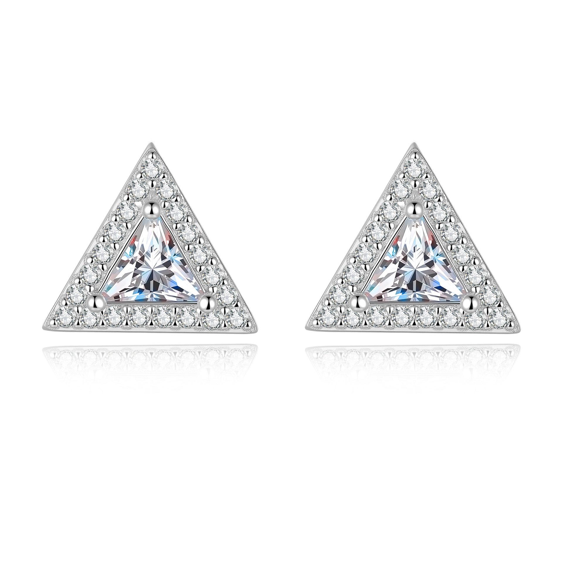 S925 Sterling Silver Ultra-Sparkly Triangular Moissanite Stud Earrings