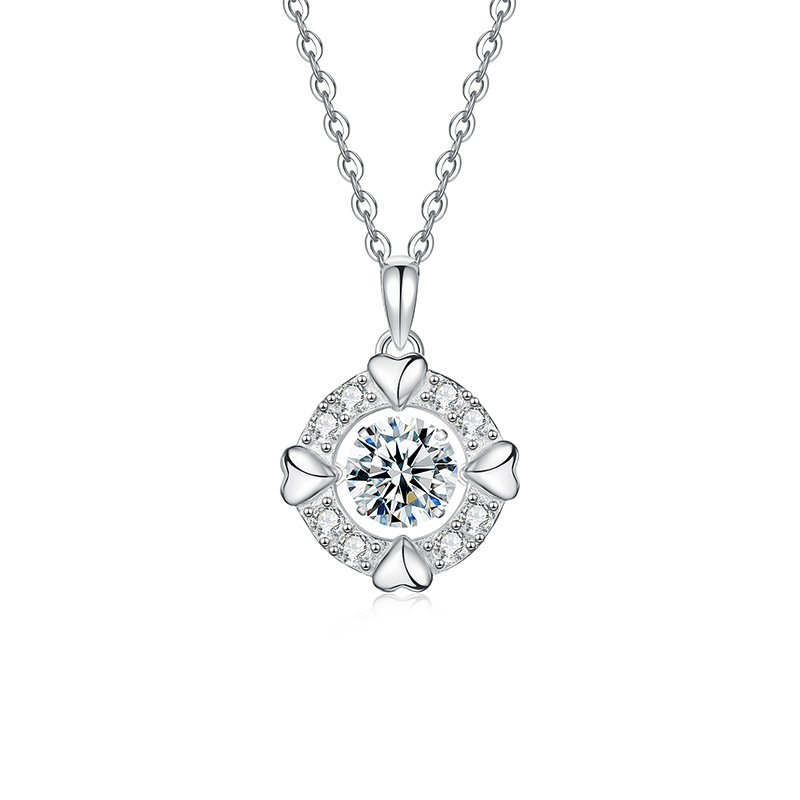 S925 Sterling Silver Moissanite Simple Heart Necklace