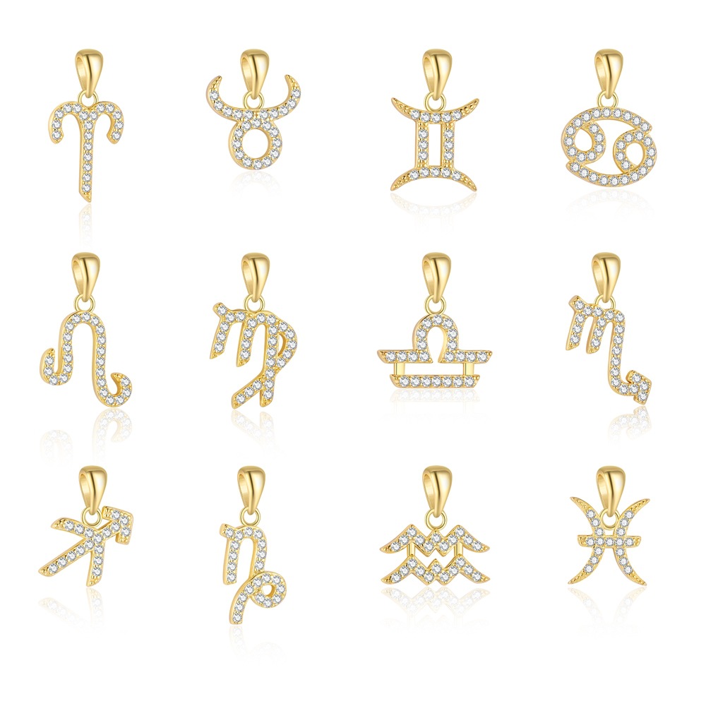 S925 Sterling Silver Zircon Zodiac Pendant