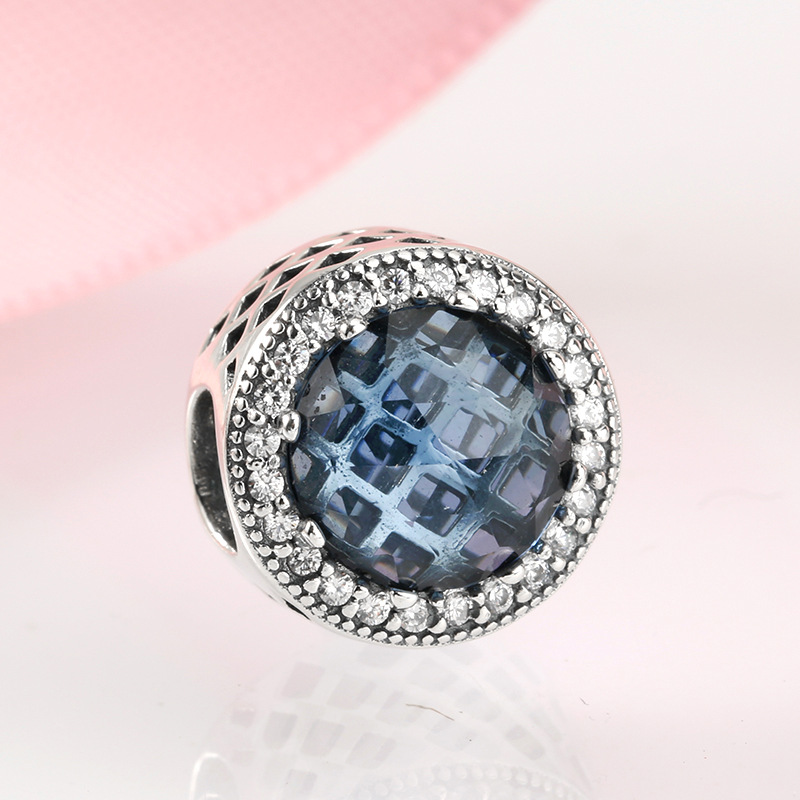 S925 Sterling Silver Beads Classic Color Zircon Snowflake Pendant