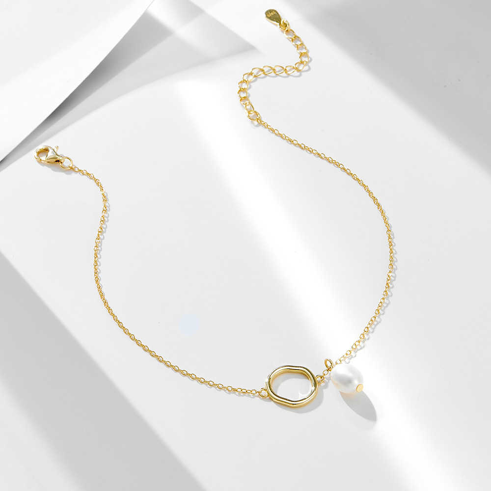 S925 Sterling Silver Natural Pearl Anklet