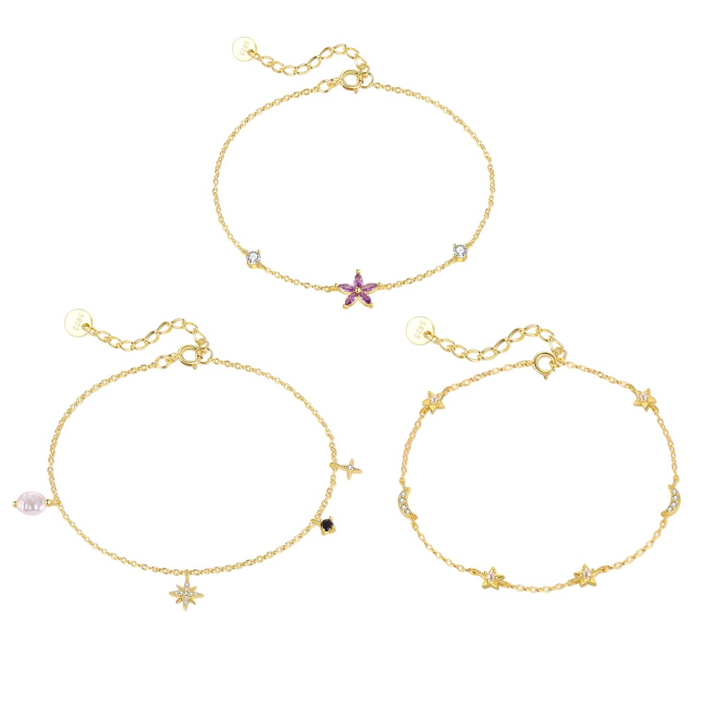 S925 Sterling Silver Bracelet Set with Zirconia