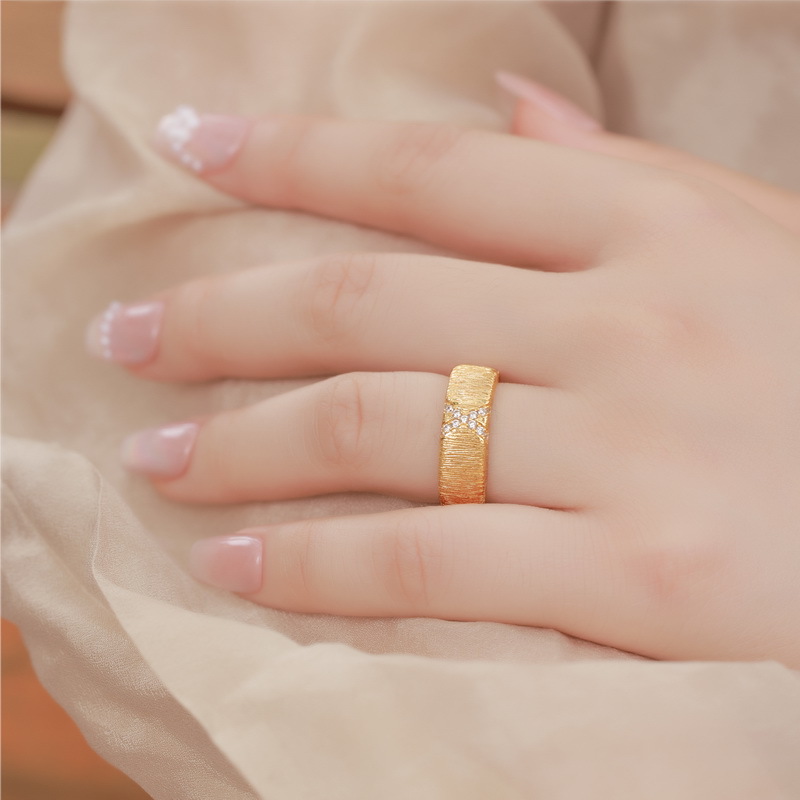 S925 Sterling Silver Gold Plated Zircon Inlaid Ring