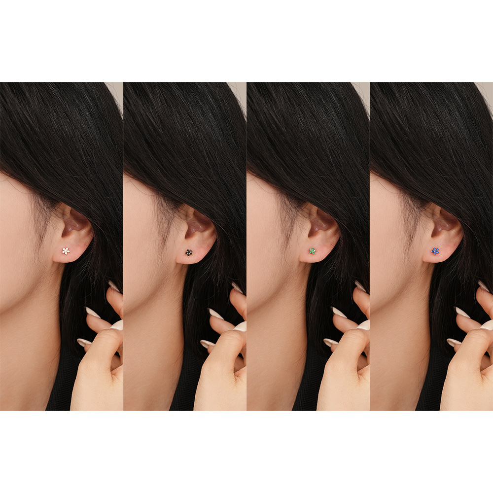 S925 Sterling Silver Colorful Zircon Stud Earrings