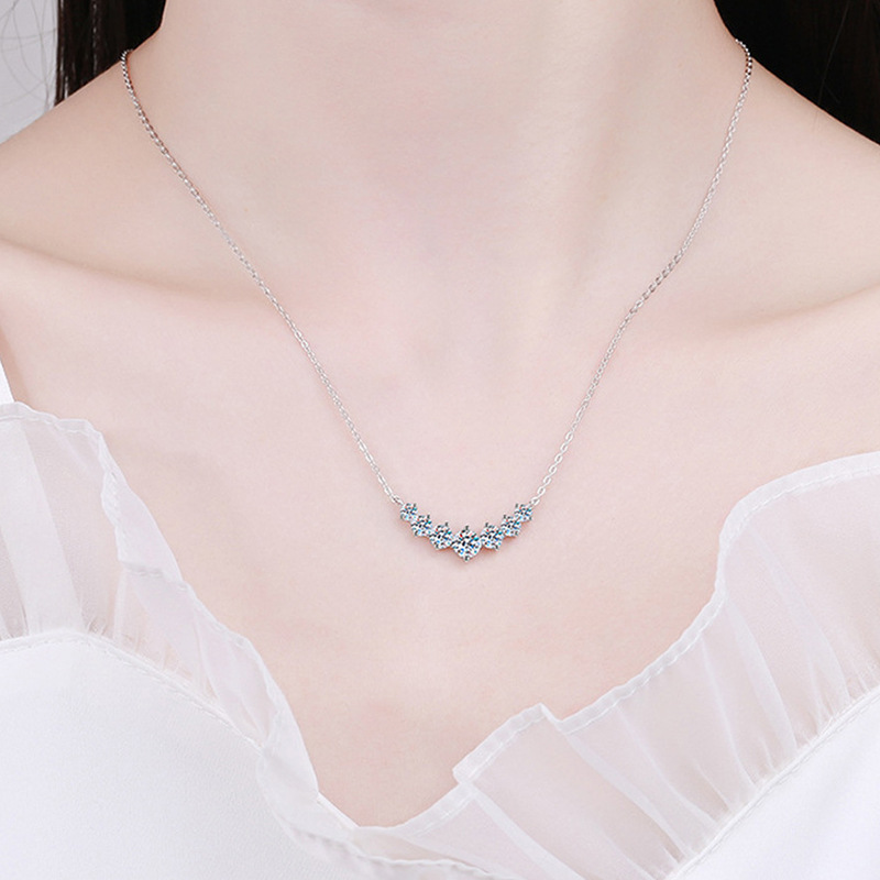 925 Sterling Silver Seven Moissanite Necklace