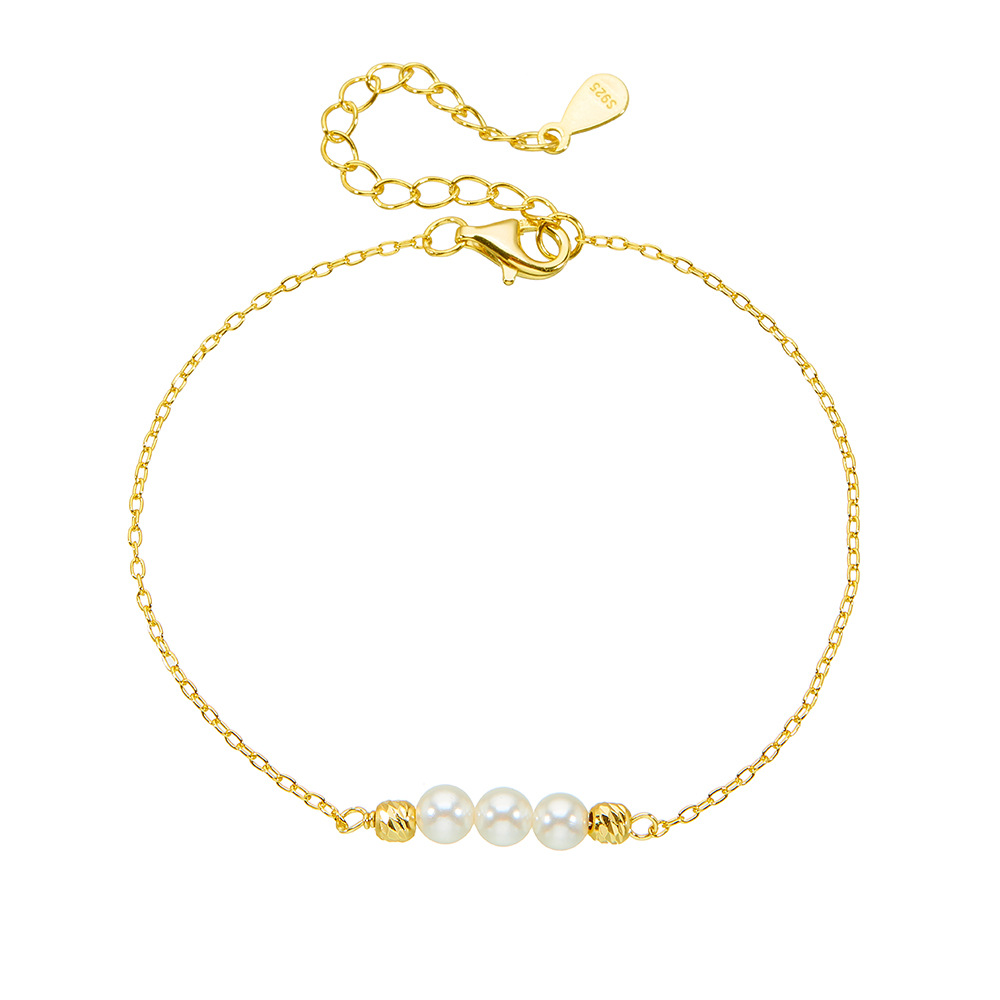S925 Sterling Silver Beads Pearl Bracelet