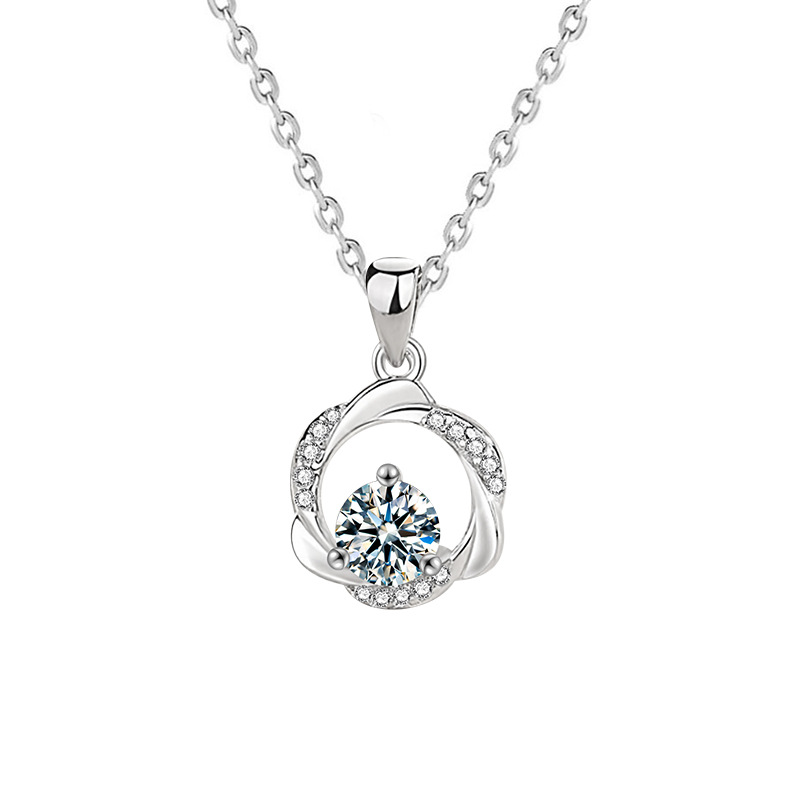 S925 Sterling Silver Moissanite Mobius Pendant Necklace