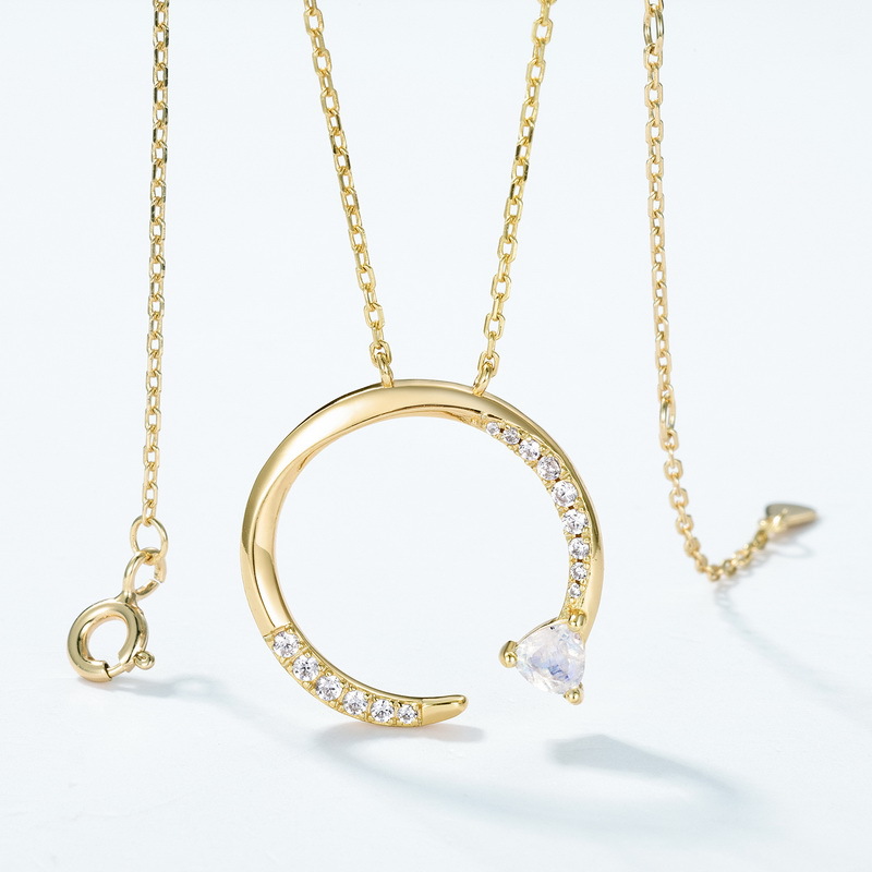S925 Sterling Silver Blue Moonstone Pendant Necklace