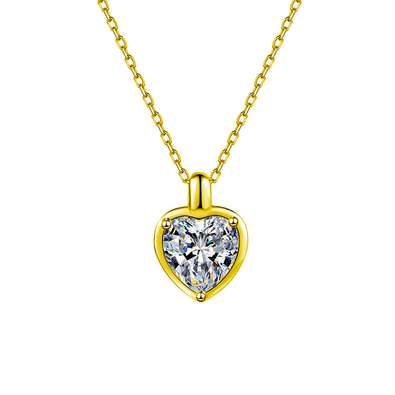 S925 Sterling Silver Moissanite Heart-Shaped Pendant Necklace