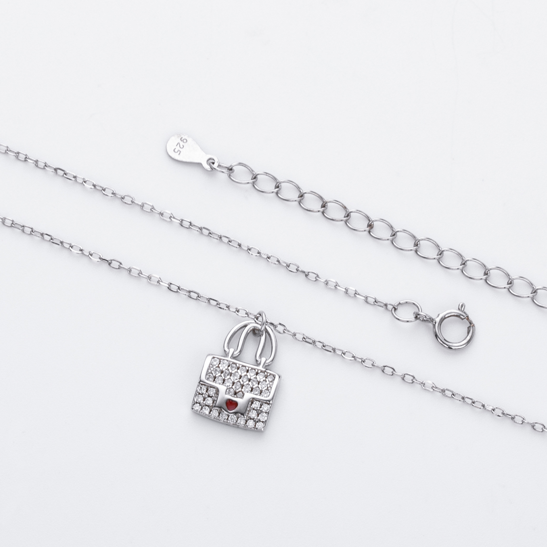 S925 Sterling Silver Fashionable Versatile Zirconia Necklace for Bags