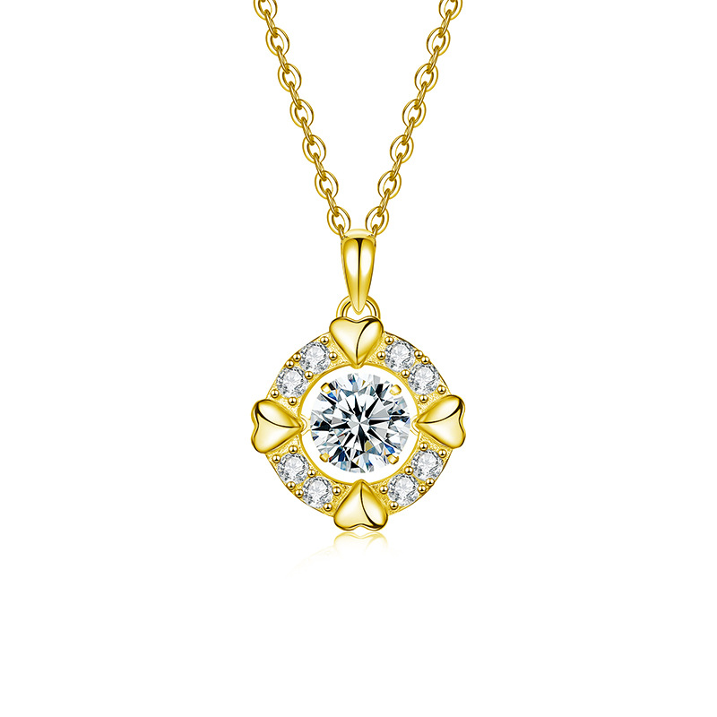 S925 Sterling Silver Moissanite Simple Heart Necklace