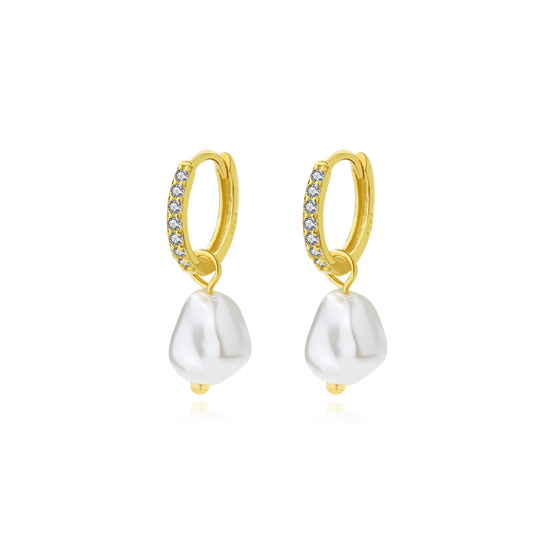 925 Sterling Silver Pearl and Zircon Earrings