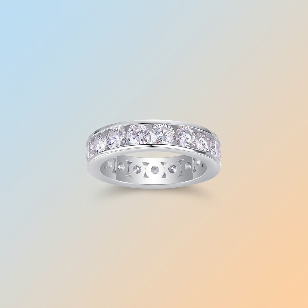 S925 Silver Moissanite Full-Eternity Ring