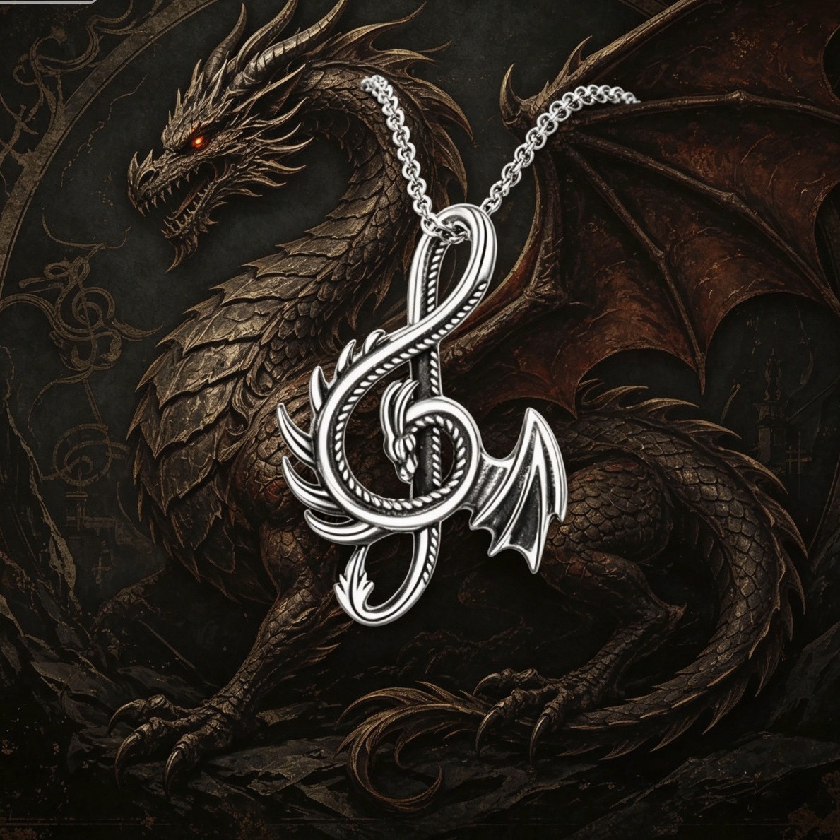 S925 Silver Vintage-Style Flying Dragon Halloween Necklace