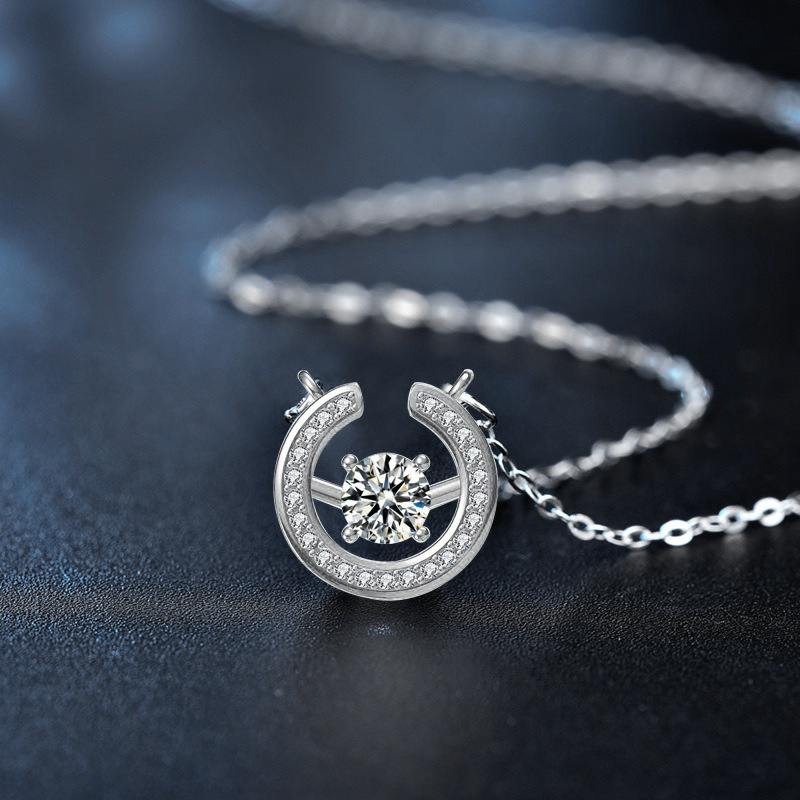 S925 Sterling Silver Moissanite Simple Ring Pendant  Necklace