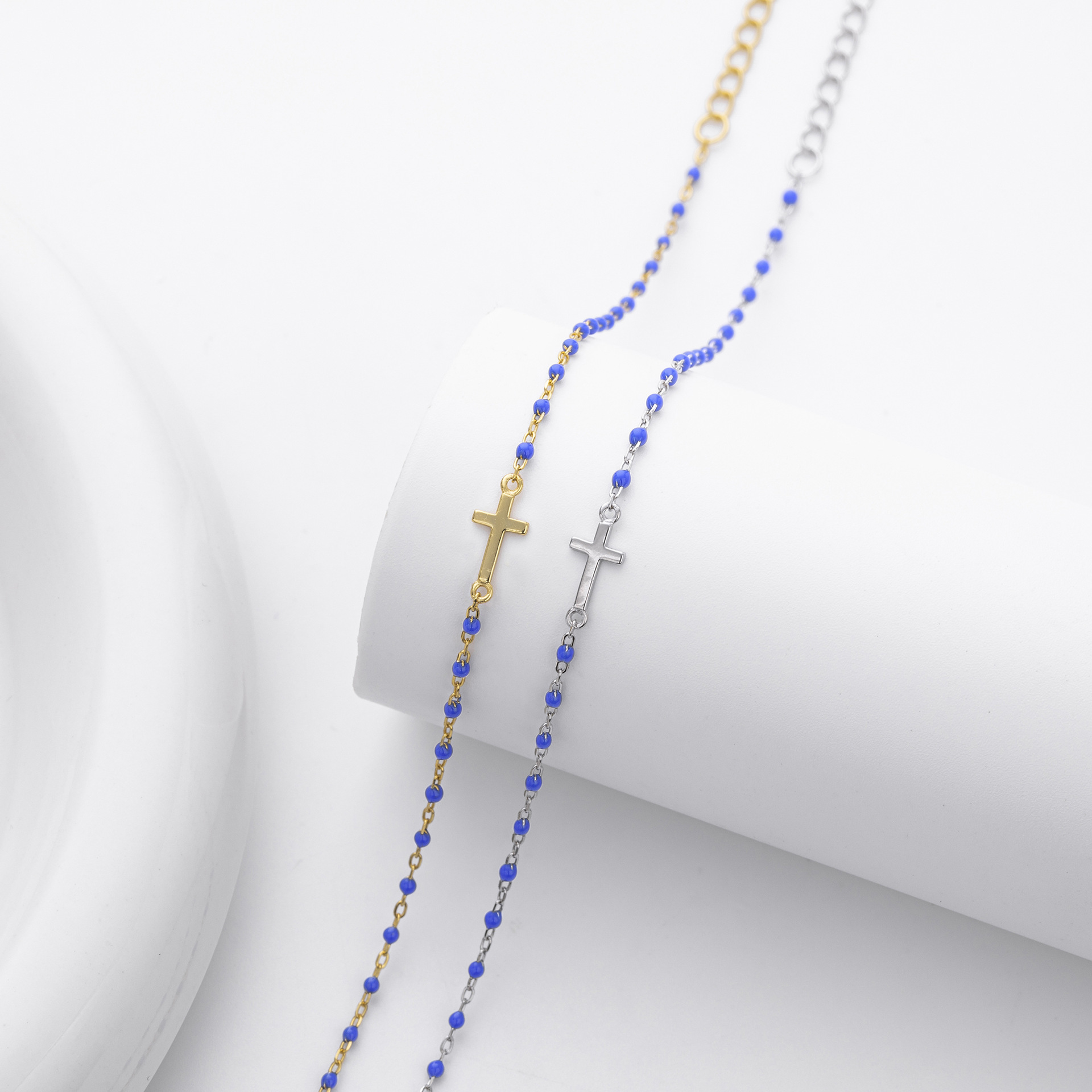 S925 Sterling Silver Cross Bracelet with Colorful Enamel Detail