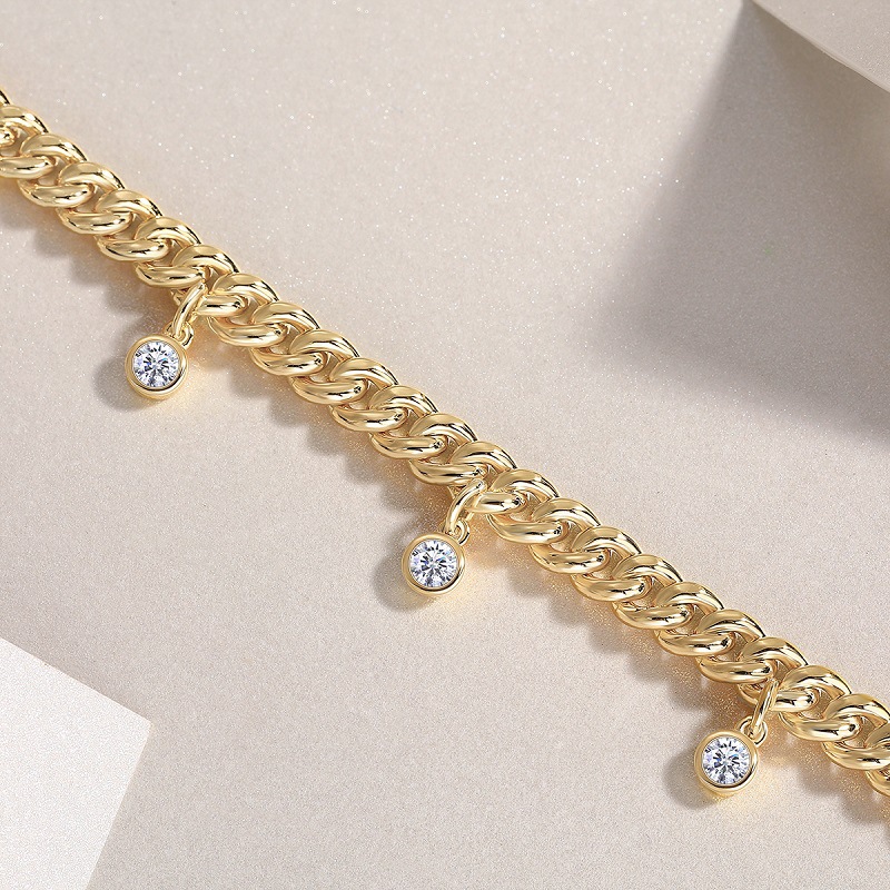 925 Silver Moissanite Cuban Link Bracelet