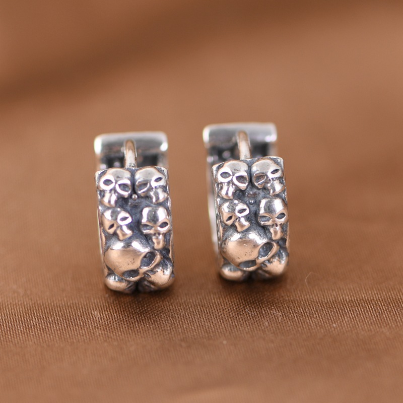 S925 Sterling Silver Halloween Skull Earrings
