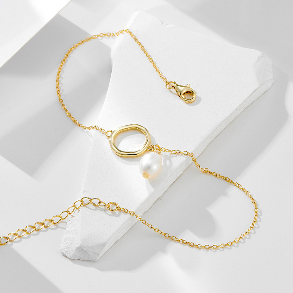 S925 Sterling Silver Natural Pearl Anklet